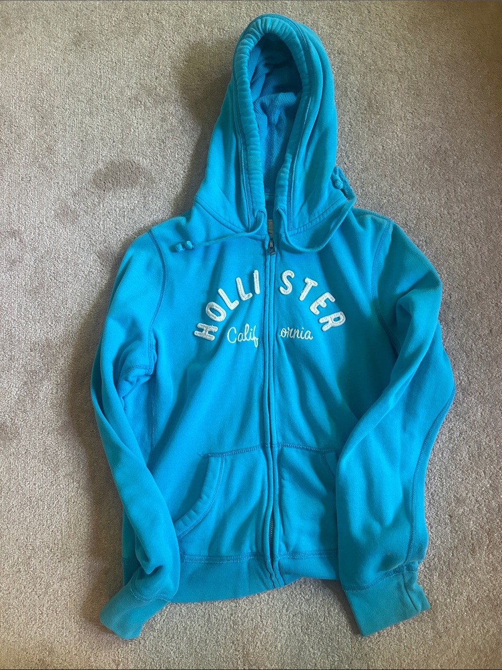 Hollister Y2K Zip Up Full Length Long Sleeve Hoodie Sweatshirt Size large